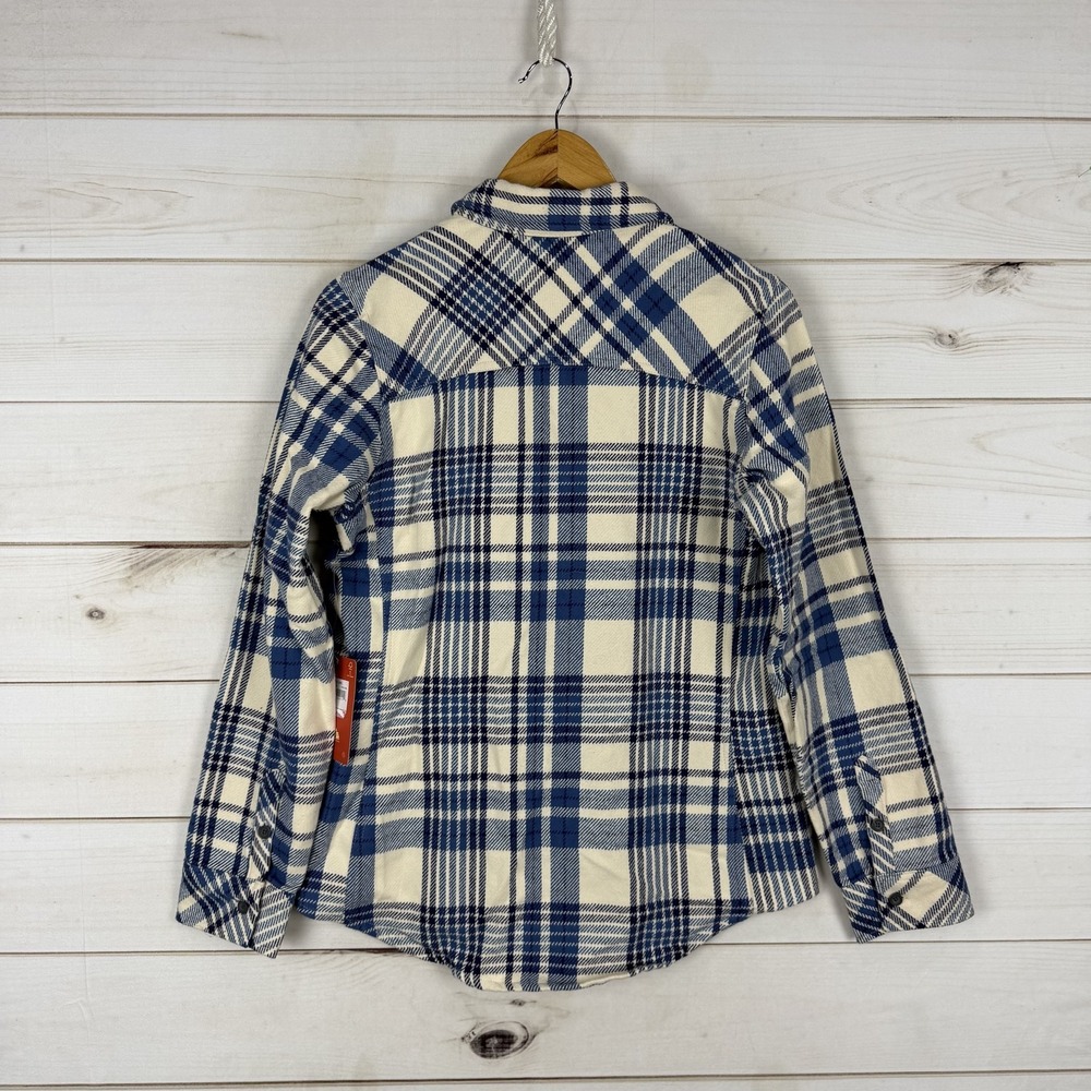 Eastern Mountain Sports Shirt Womens Medium Blue Plaid Cabin Flannel Button Up - Picture 2 of 8